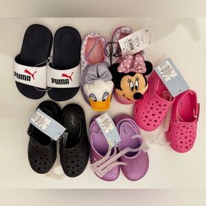 Kids Shoe Bundle Puma Disney Cat & Jack Clogs & Slippers Size 8–11 NEW